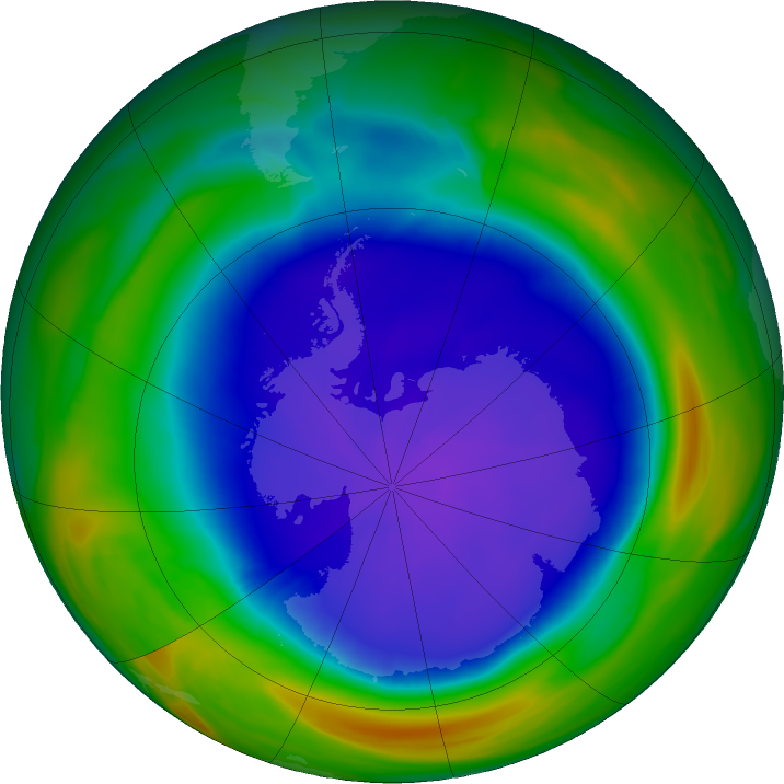 Antarctic ozone map for 22 September 2021